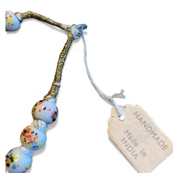 Vtg Handmade Multicolor Art Glass Bead Necklace 22” Bohemian Boho Coastal 70s - Picture 5 of 5